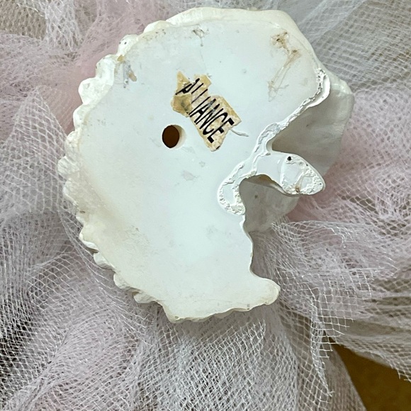 Vintage Wedding Cake Topper 4 inches Off White Tulle Dress Bride - Picture 9 of 13